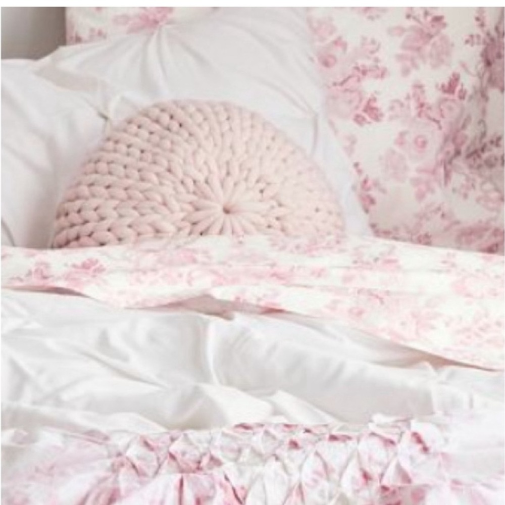 Loveshack Fancy sheets and Dormify Bed skirt